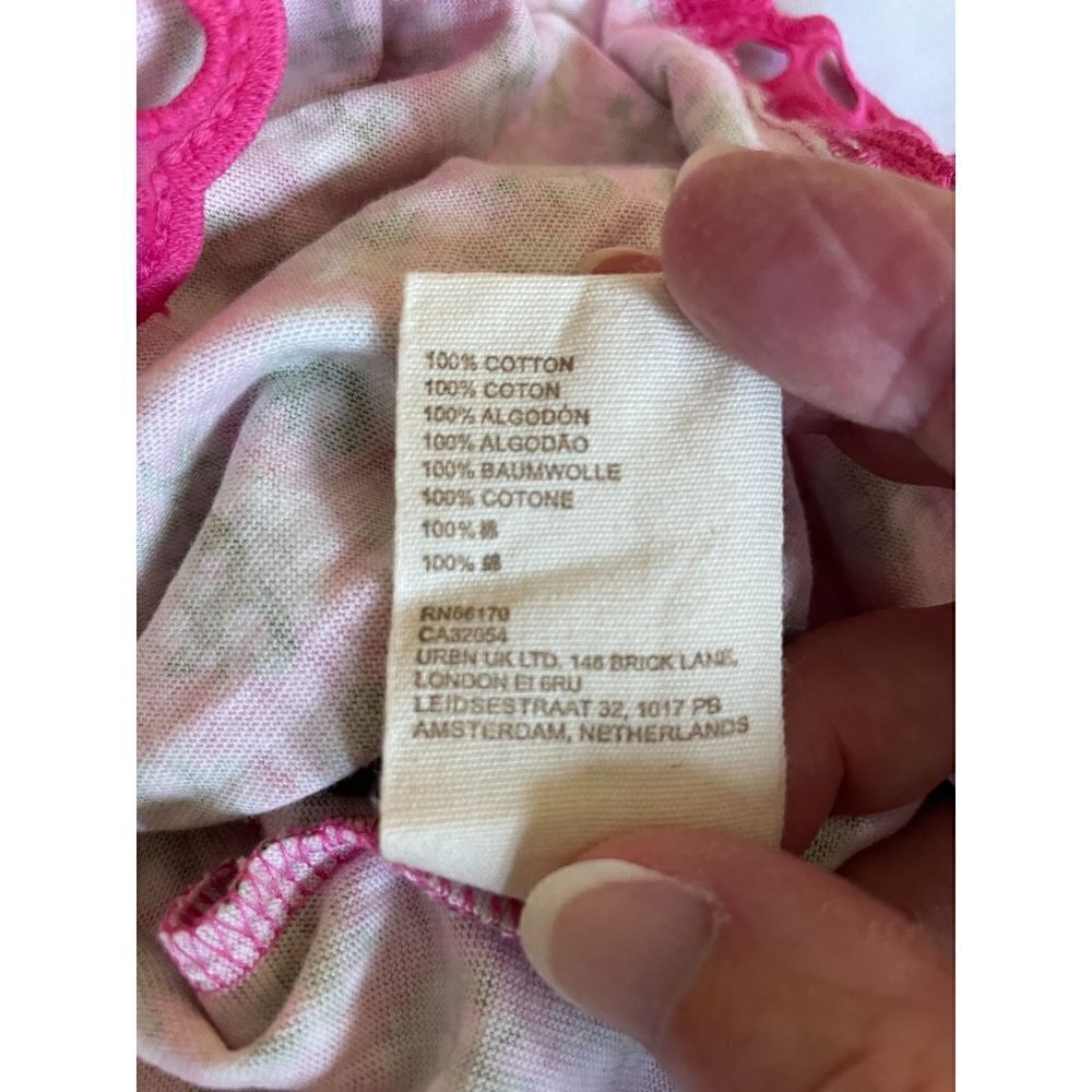 Anthropologie Letmebe Women's Top Shirt Blouse Size XL Hand Crafted Pink Rose Ne - Picture 10 of 13
